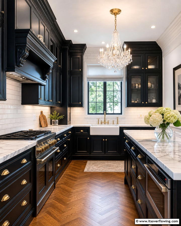 Classic Elegance Revived - 21 Kitchens With Black Cabinets- Bold & Timeless Designs