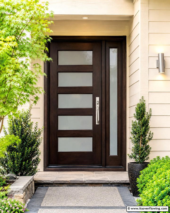 Classic Espresso Tone - 25 Stained Front Door Ideas for Curb Appeal