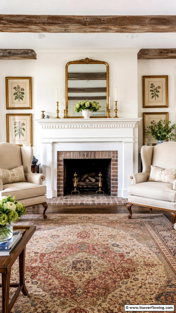 Classic Farmhouse Elegance - 30 Farmhouse Fireplace Ideas for Cozy Living Spaces