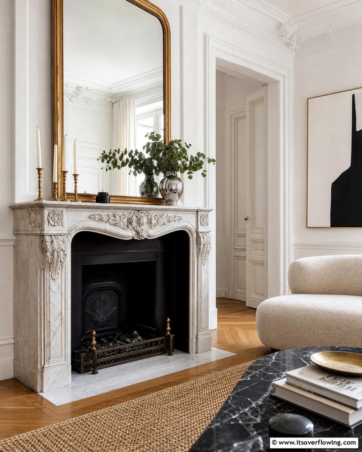 Classic Fireplace Mantels - 25 Parisian-style Living Room Ideas for Elegant Homes