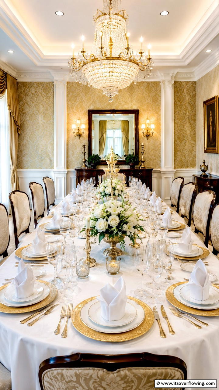 Classic Formal Grandeur - 21 Elegant Tablescape Ideas for Memorable Dining Experiences