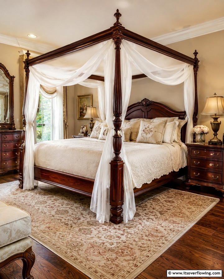 Classic Four Poster Beds - 25 Vintage Bedroom Ideas for Timeless Charm & Style