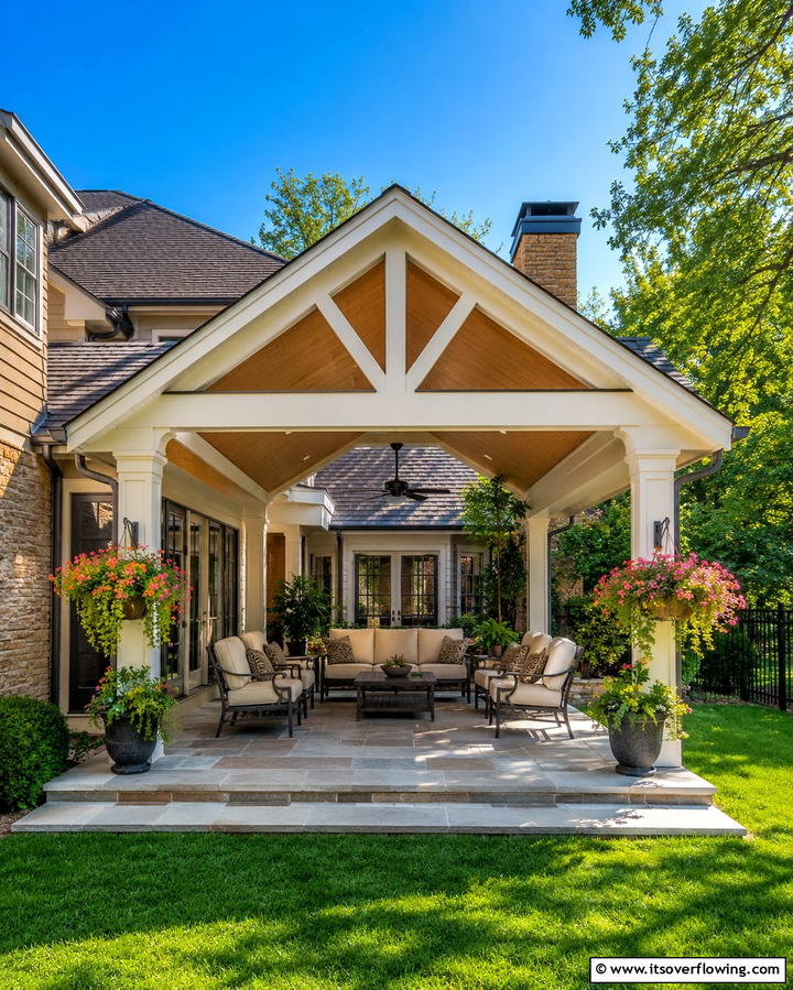 Classic Gable Roof - 25 Attached Covered Patio Ideas for Year-Round Use