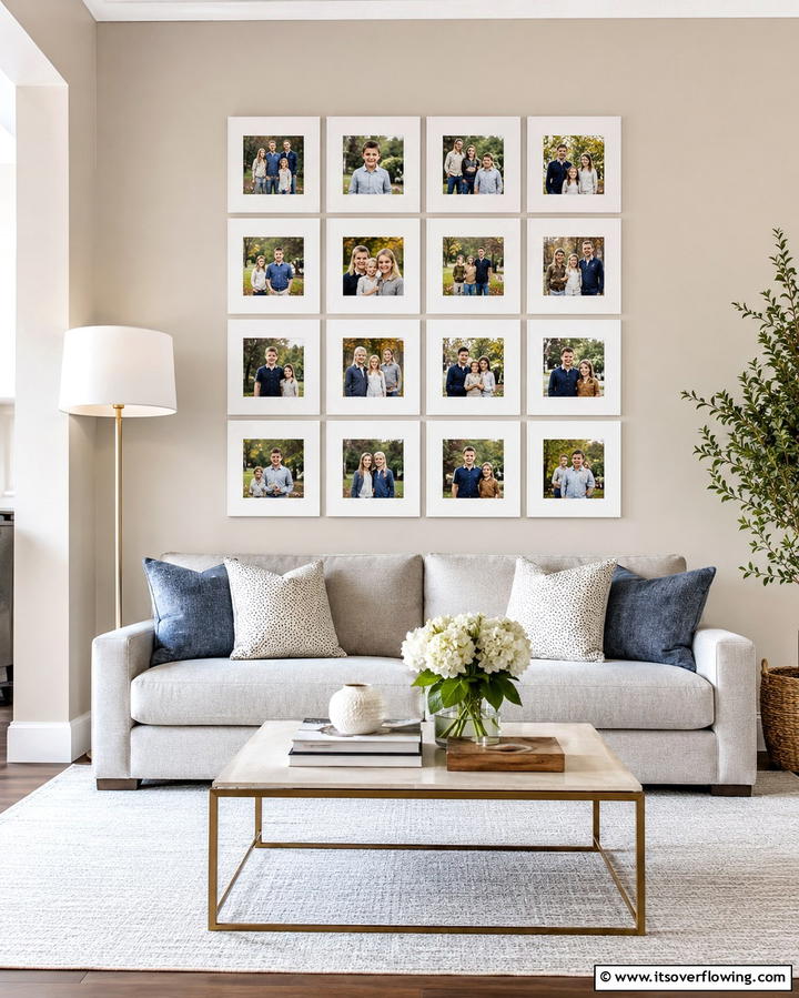 Classic Grid Layout - 30 Family Photo Wall Ideas to Display Memories