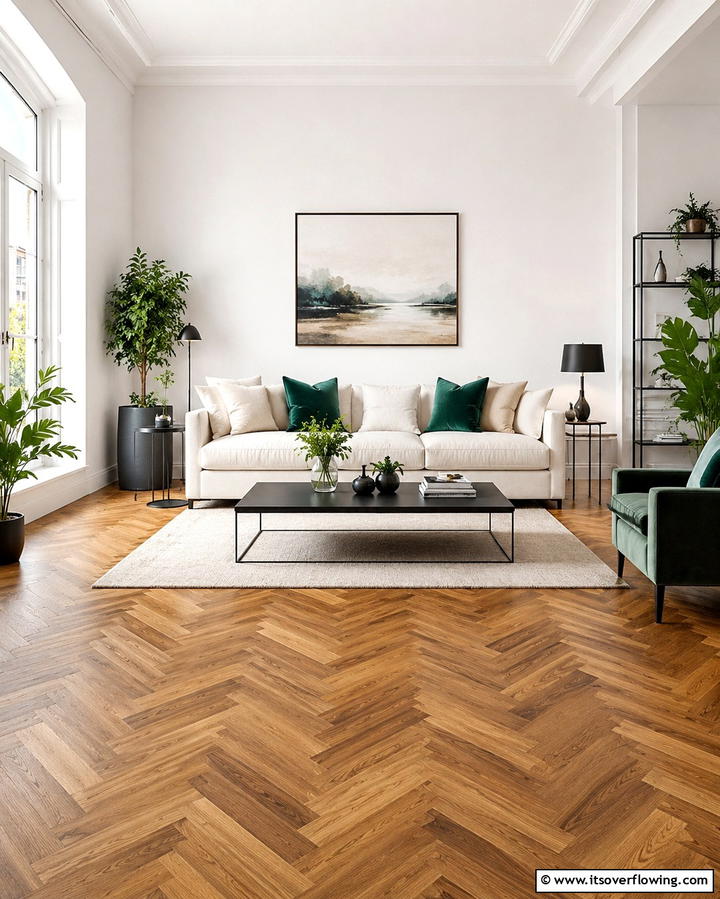 Classic Herringbone Pattern - 30 Modern Wood Floor Design Ideas for Stylish Homes
