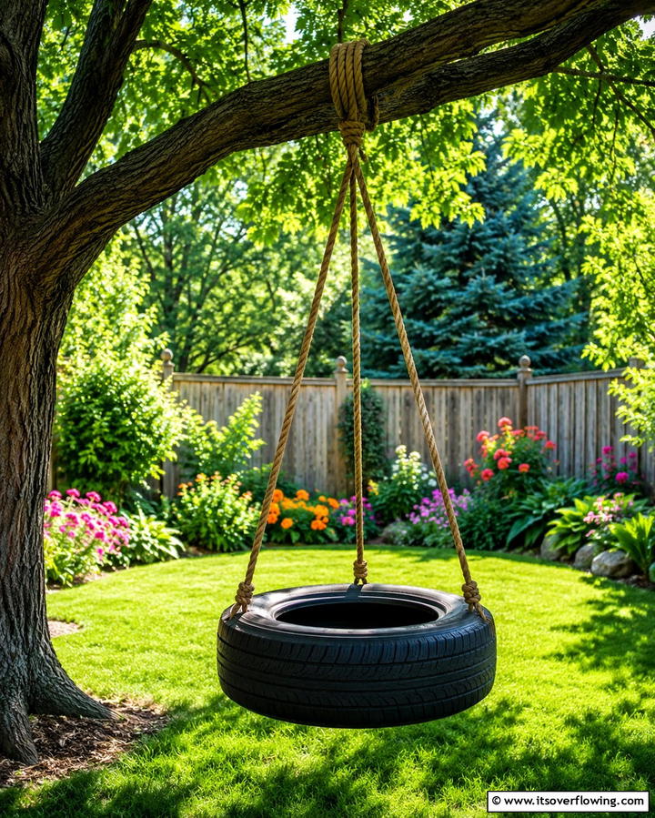 Classic Horizontal Tire Swing - 20 Tire Swing Ideas for Fun Outdoor Spaces