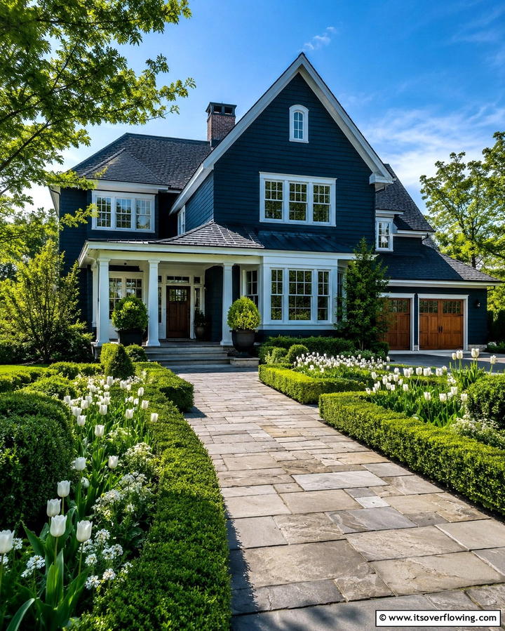 Classic Indigo Touch - 30 Serene Blue Exterior House Colors to Boost Curb Appeal