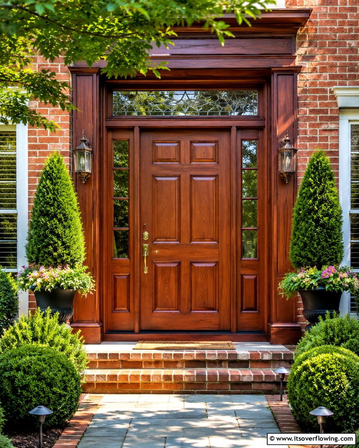 Classic Mahogany Elegance - 25 Stained Front Door Ideas for Curb Appeal