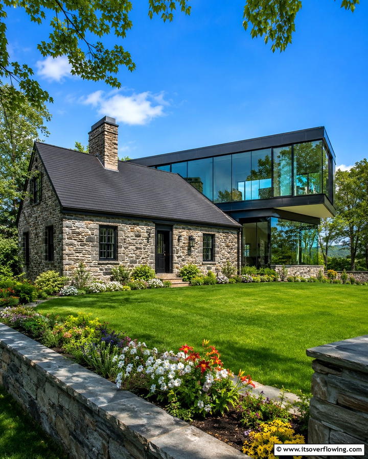 Classic Meets Contemporary - 30 Houses with Black Roofs- Modern Exterior Design Inspiration
