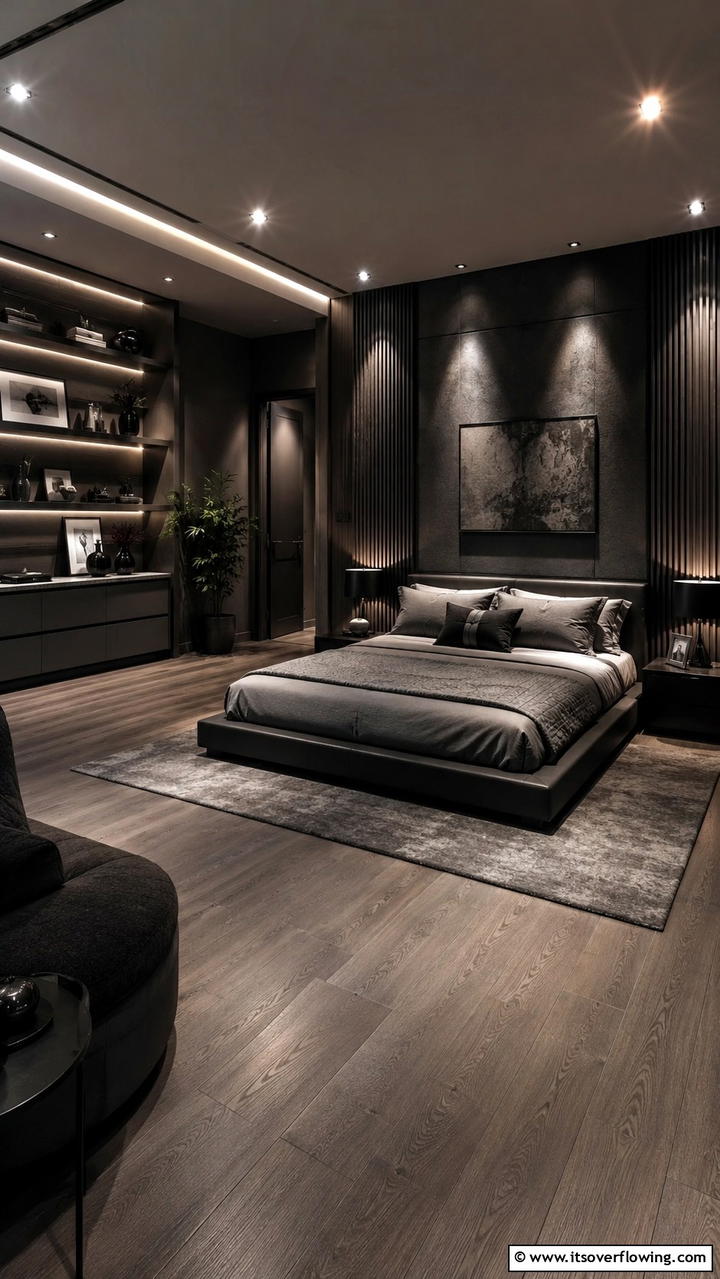 Classic Meets Contemporary in Dark Grey - 30 Dark Grey Bedroom Ideas for Modern Serene Spaces