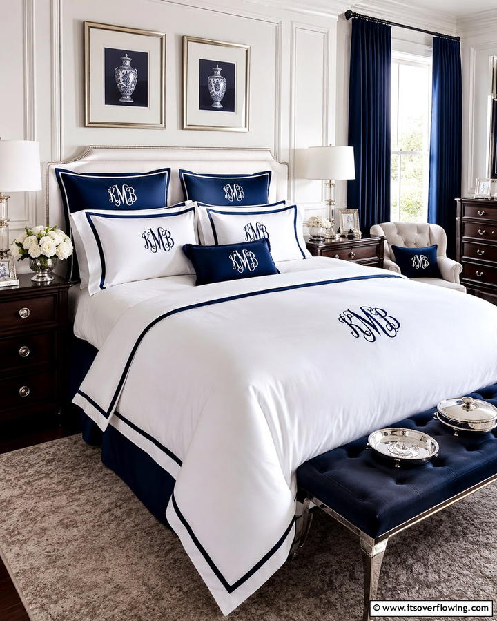 Classic Monogrammed Linens - 25 Grandmillennial Style Bedroom Ideas for a Chic Look