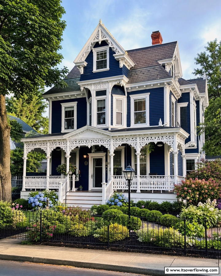 Classic Navy Blue Charm - 20 Stunning Blue Victorian House Colors for Your Home