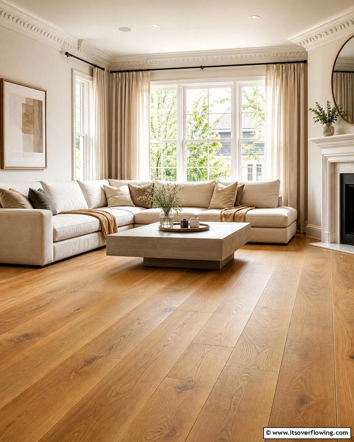 Classic Oak Flooring - 25 Living Room Wood Floor Ideas for a Warm Ambiance