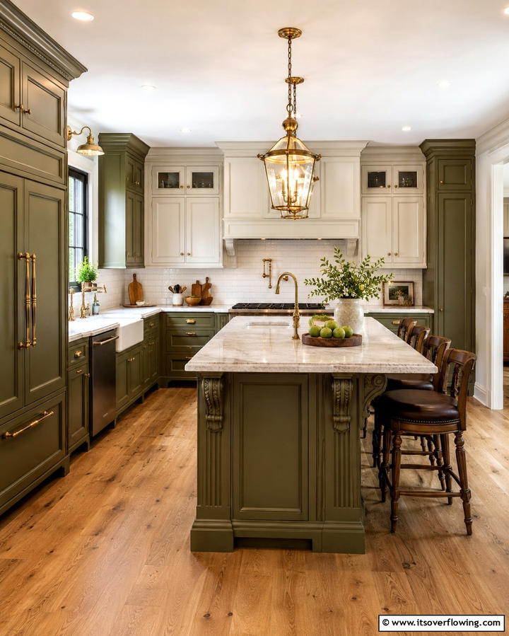 Classic Olive Green Revival - 30 Olive Green Kitchen Designs for a Warm Cooking Space