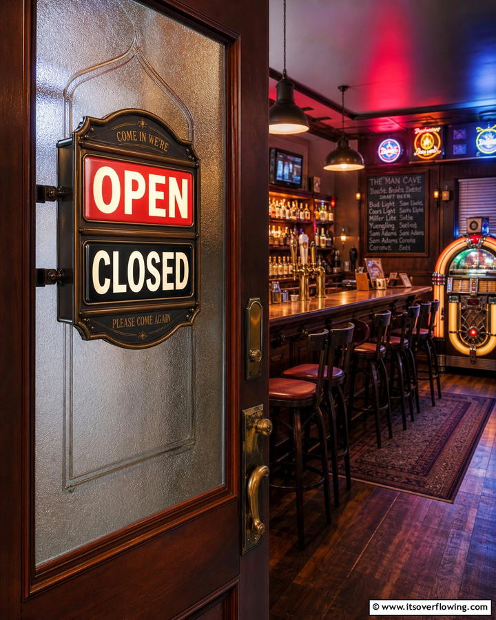 Classic OpenClosed Sign - 20 Man Cave Sign Ideas for a Personalized Space