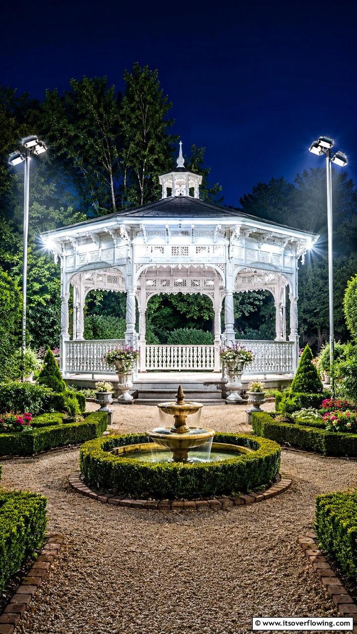 Classic Outdoor Floodlights - 30 Gazebo Lighting Ideas- Ambient Outdoor Illumination