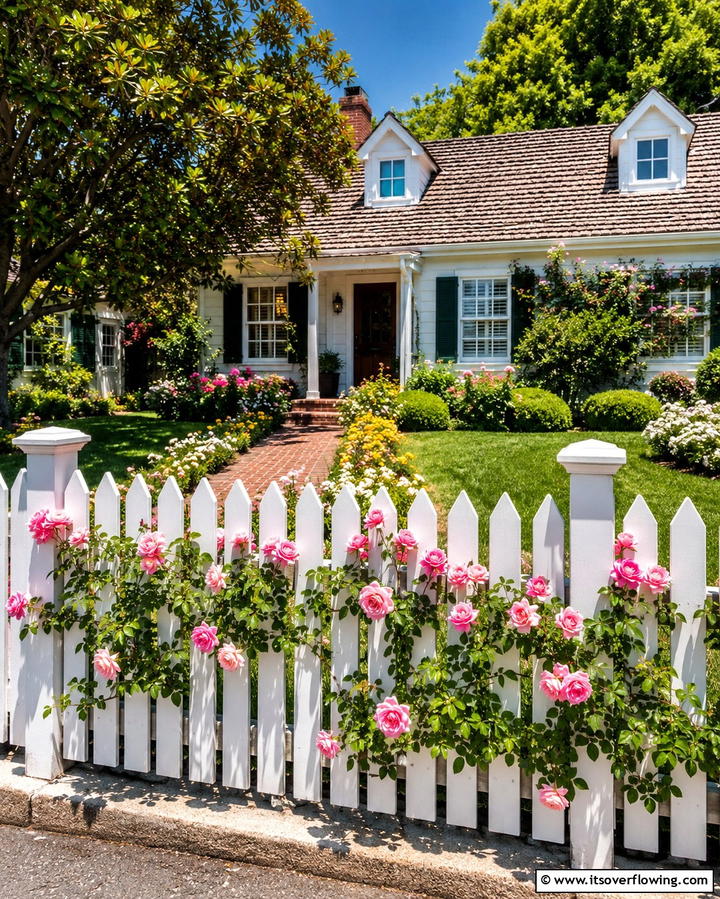 Classic Picket White Fence - 20 White Privacy Fence Ideas for a Classic Look