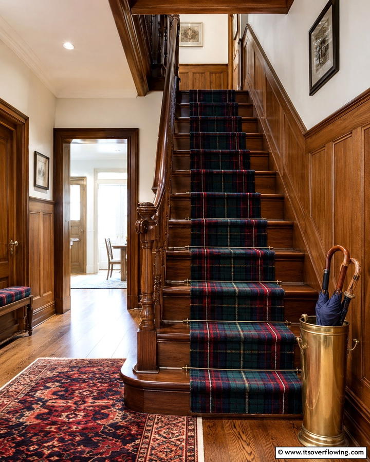 Classic Plaid or Tartan Patterns - 25 Stair Runner Ideas for Safety and Style in Your Home