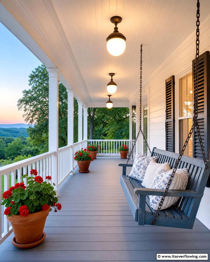 Classic Porch Swing Illumination - 30 Inviting Front Porch Lighting Ideas for Curb Appeal