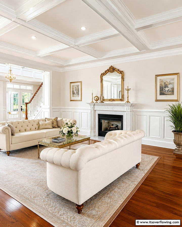 Classic Raised Panel Wainscoting - 30 Elegant Living Room Wainscoting Ideas for Modern Homes