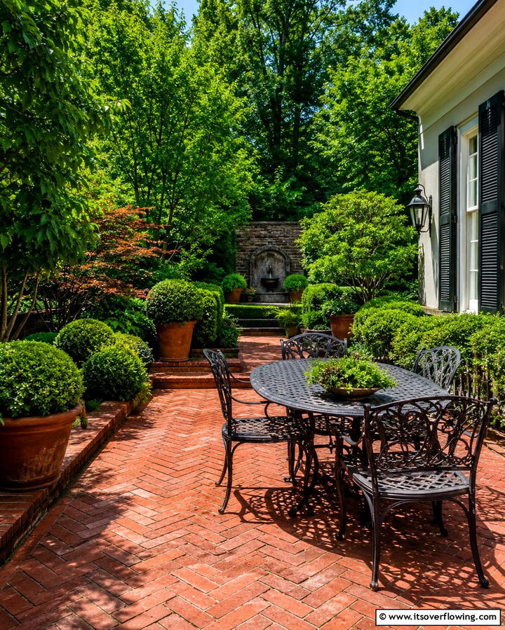 Classic Red Herringbone Patio - 25 Herringbone Brick Patio Designs for a Classic Look