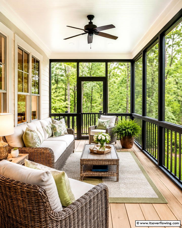 Classic Screened Porch - 30 Barndominium Front Porch Ideas for Rustic Charm