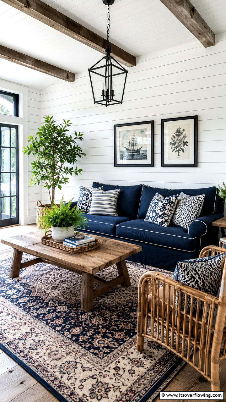 Classic Shiplap Walls - 30 Cottage Living Room Ideas for Cozy Home Spaces