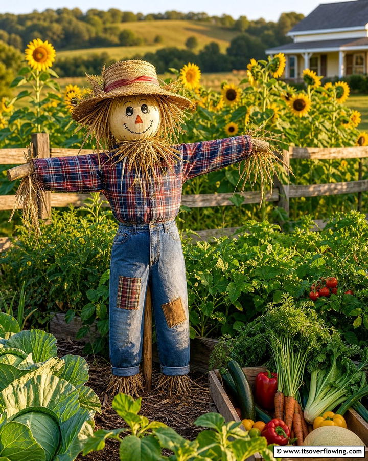 Classic Straw Scarecrow - 20 Garden Scarecrow Ideas to Protect and Decorate Your Garden