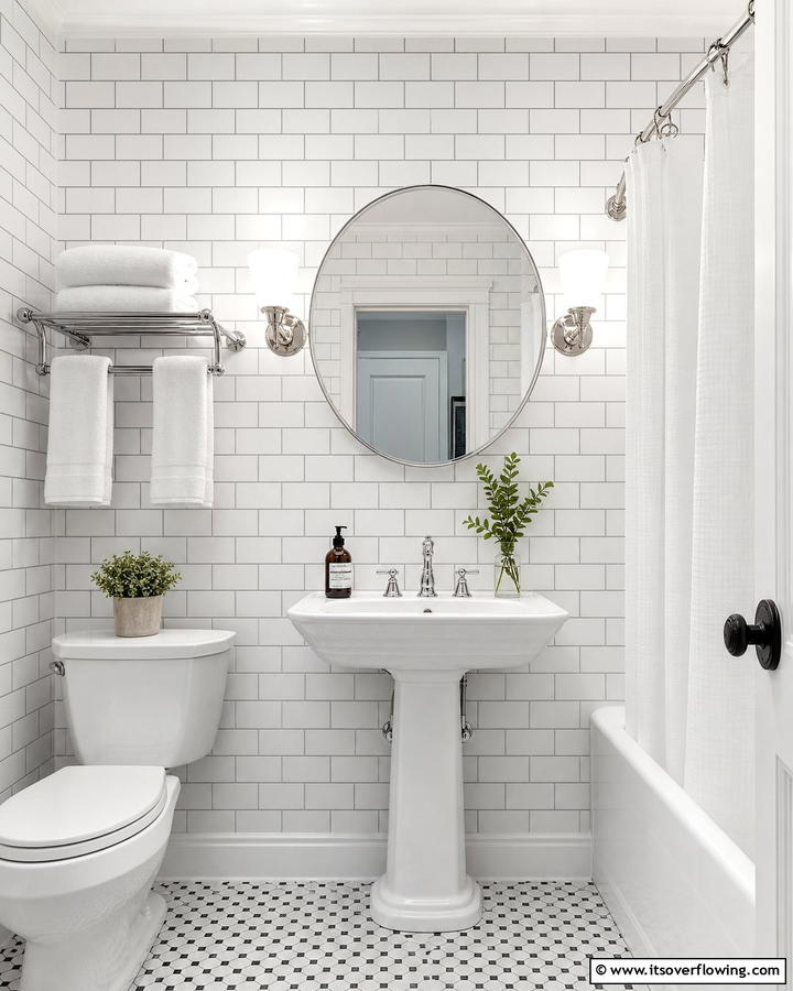 Classic Subway Style - 21 Bathroom Wallpaper Ideas to Add Bold Patterns or Subtle Texture