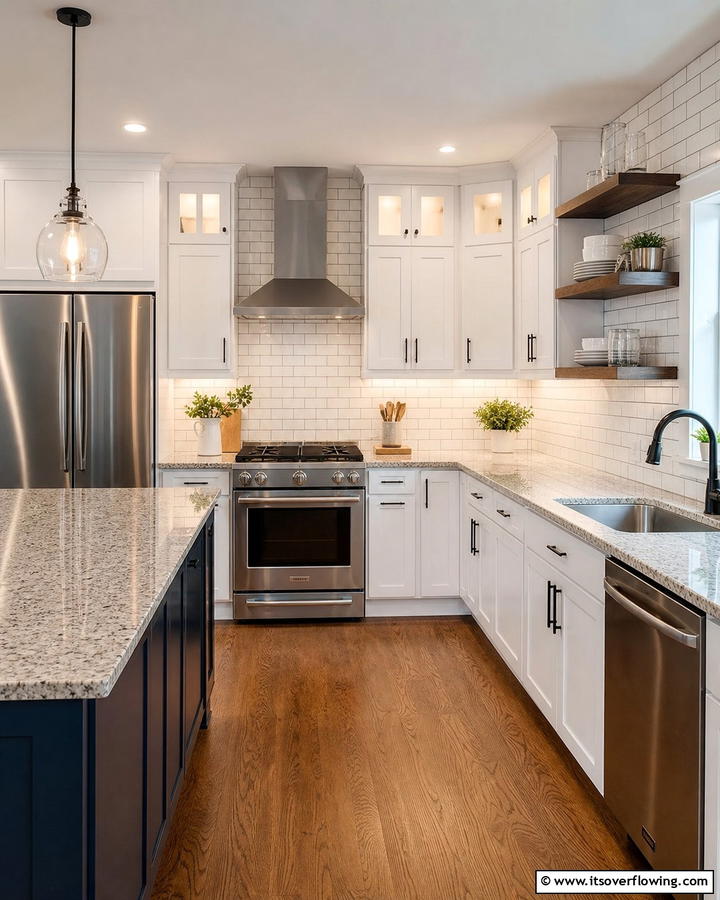 Classic Subway Tile Elegance - 21 Backsplash Ideas for White Cabinets and Granite Counters