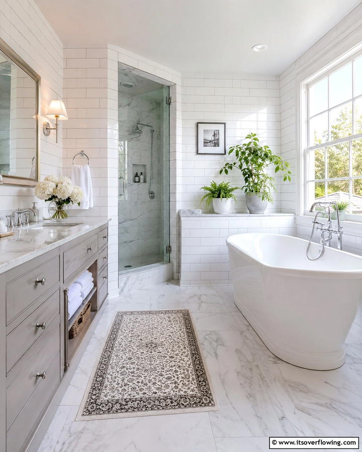 Classic Subway Tile Walls - 30 Elegant White Tile Bathroom Design Concepts