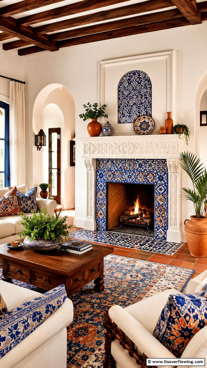 Classic Tile Hearth Pattern - 30 Fireplace Hearth Ideas to Elevate Your Living Room