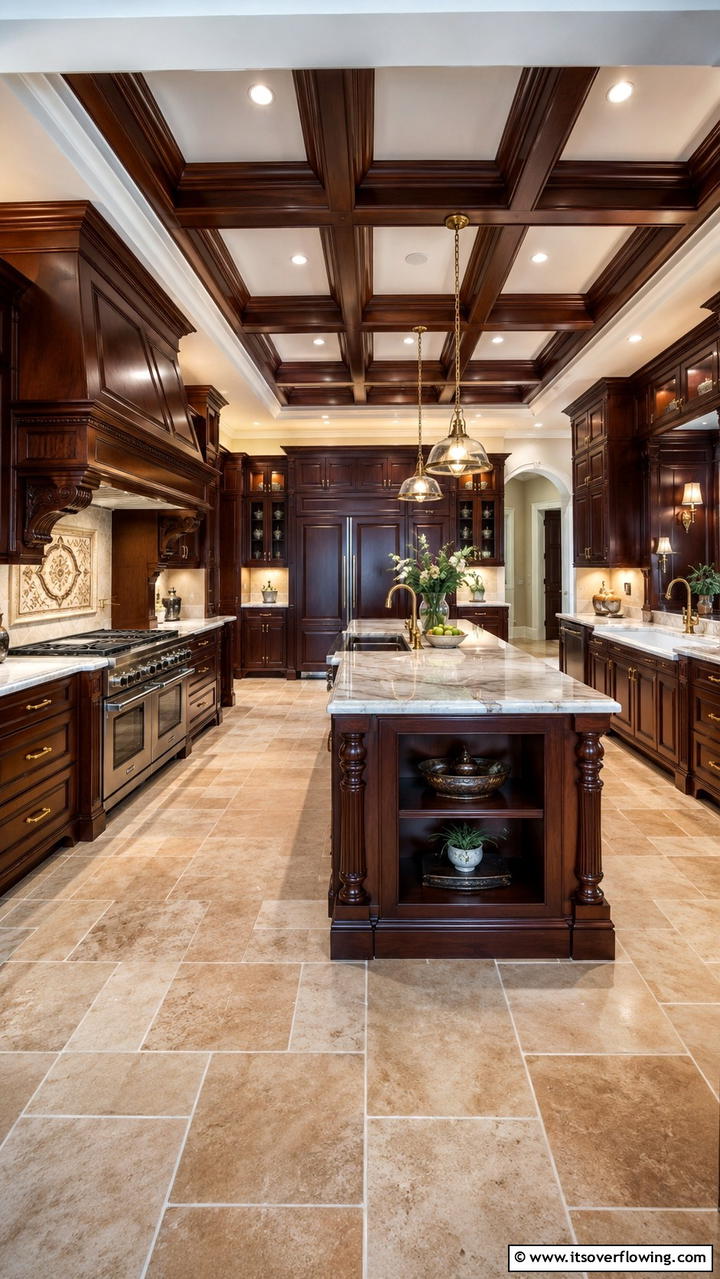 Classic Tradition - 30 Dark Wood Kitchen Cabinet Designs for Classic Style