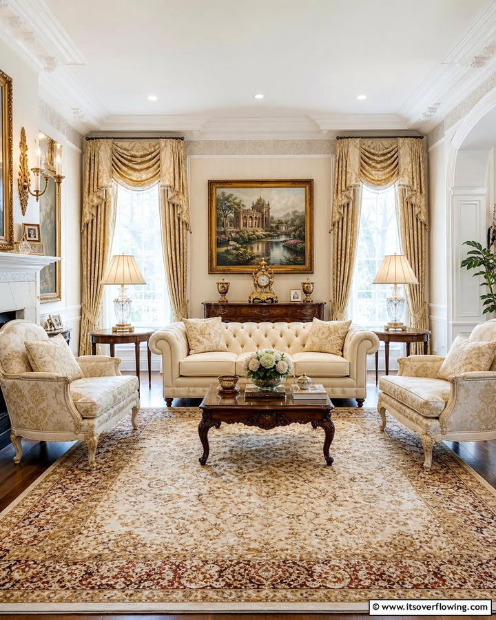 Classic Traditional Grace - 21 Aesthetic Living Room Ideas for a Stylish & Cozy Retreat