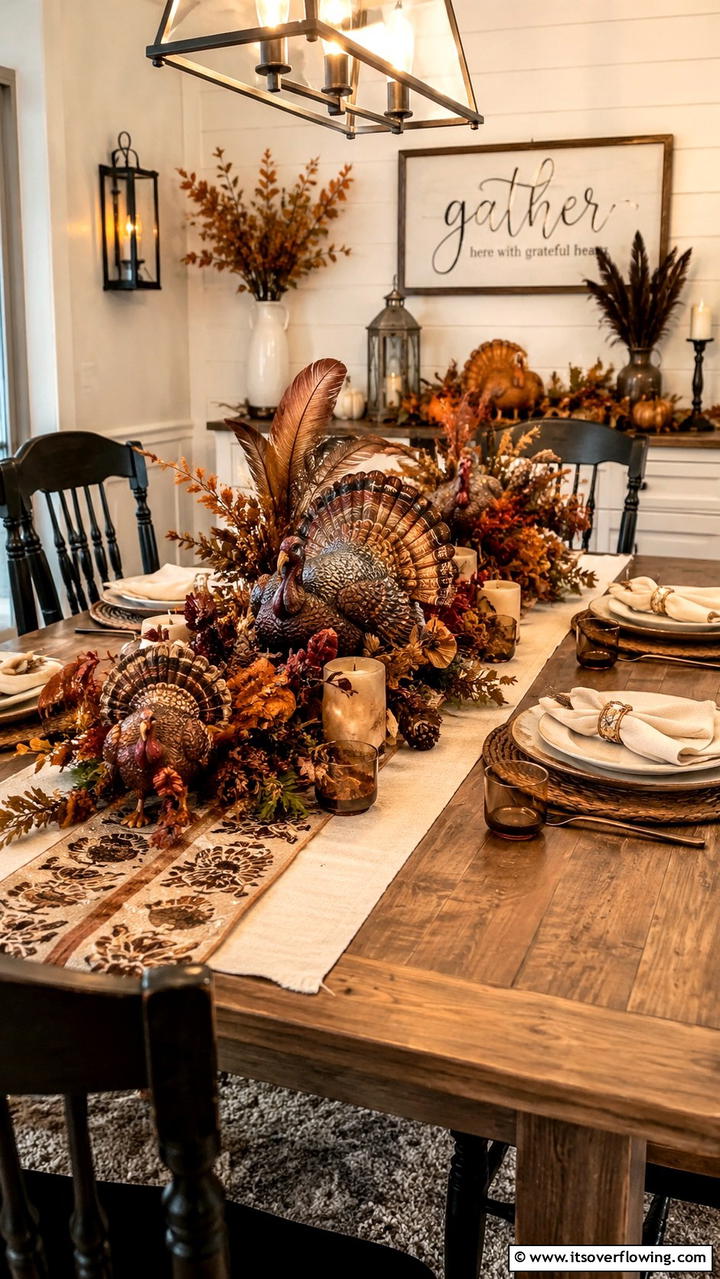 Classic Turkey Inspired Centerpiece - 21 Stunning Thanksgiving Centerpiece Ideas for Your Table