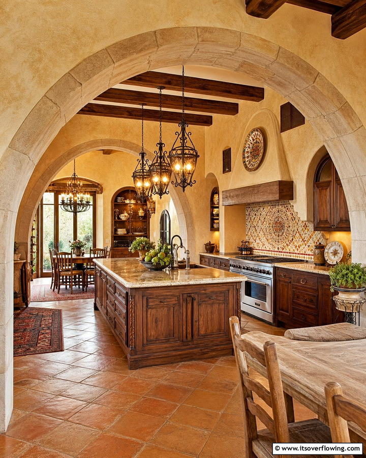 Classic Tuscan Archways - 30 Tuscan Kitchen Ideas for Warm Rustic Mediterranean Vibes