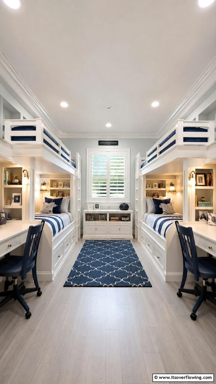 Classic Twin Bunk Room Layout - 30 Bunk Room Ideas for Fun and Functional Kids’ Spaces