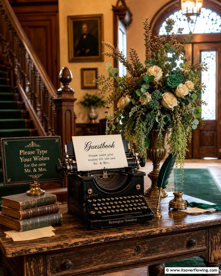 Classic Typewriter Guestbook - 25 Vintage Wedding Ideas for a Nostalgic Celebration