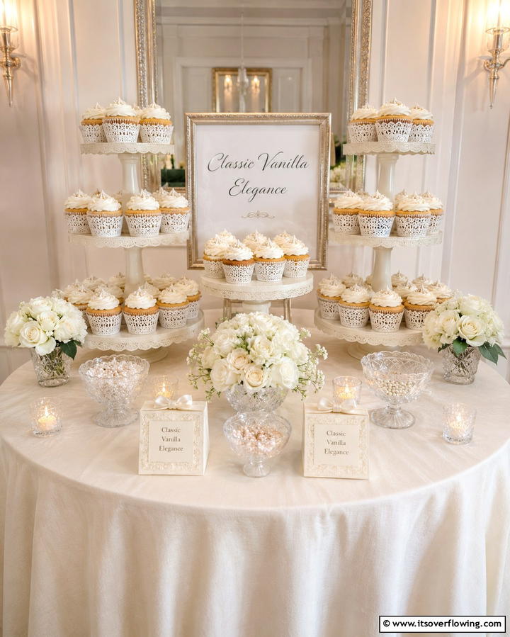 Classic Vanilla Elegance - 30 Wedding Cupcake Ideas for Unforgettable Celebrations