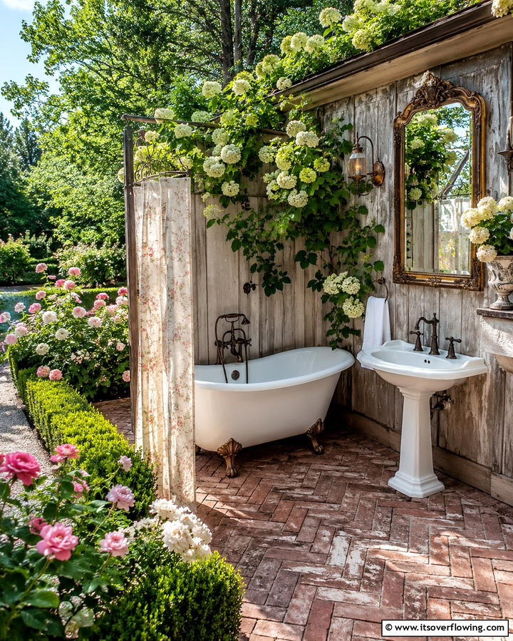 Classic Vintage Charm - 30 Outdoor Bathroom Ideas for a Luxurious Backyard Oasis