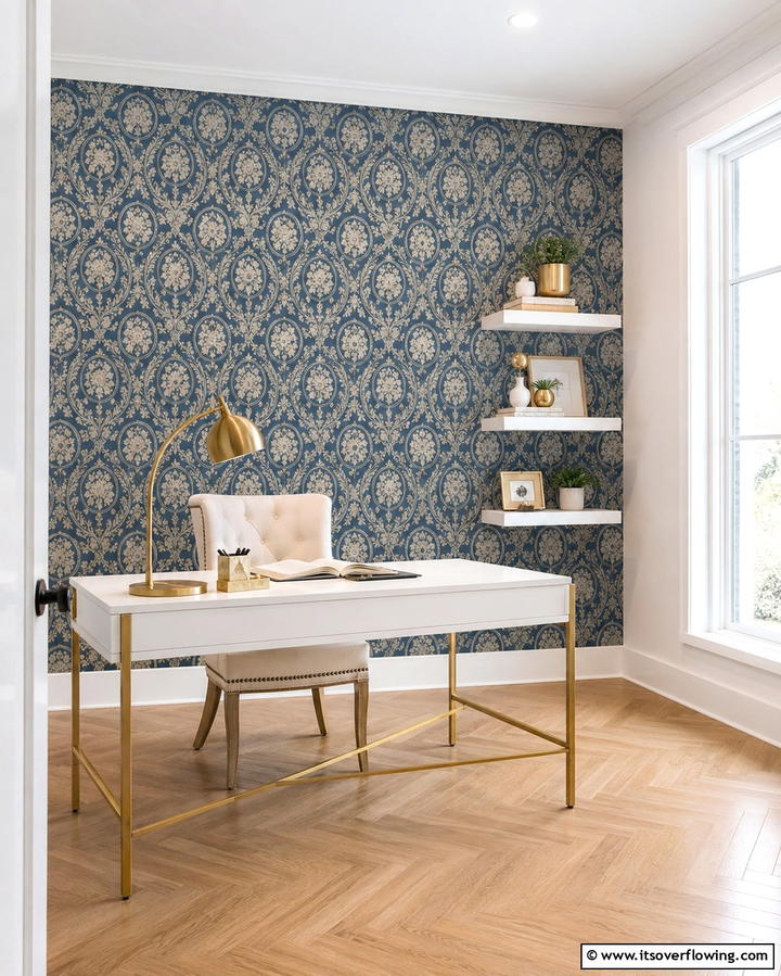 Classic Wallpaper Revival - 30 Office Wallpaper Ideas for a Productive Workspace