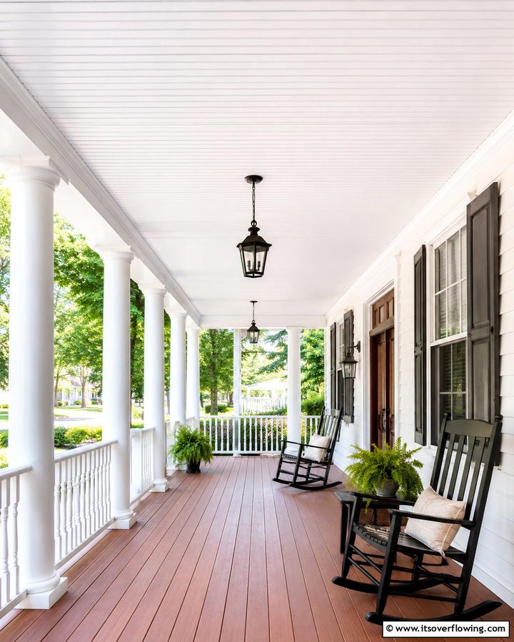 Classic White Beadboard Vinyl - 20 Vinyl Porch Ceiling Ideas for a Stunning Outdoor Look