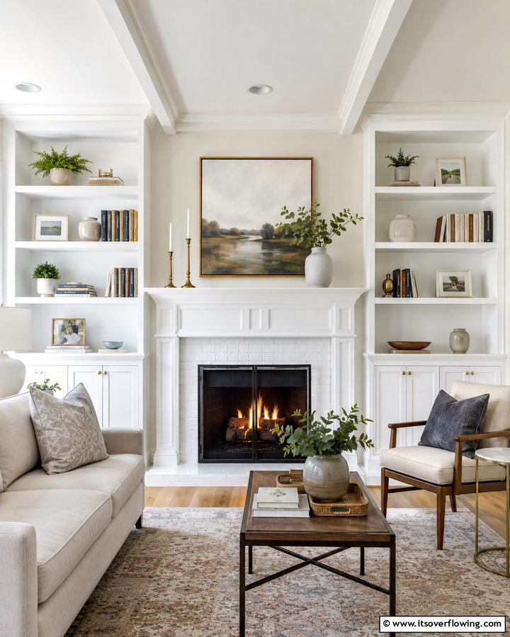 Classic White Built In Bookshelves - 30 Fireplace with Bookshelves Ideas for Cozy Literary Nooks