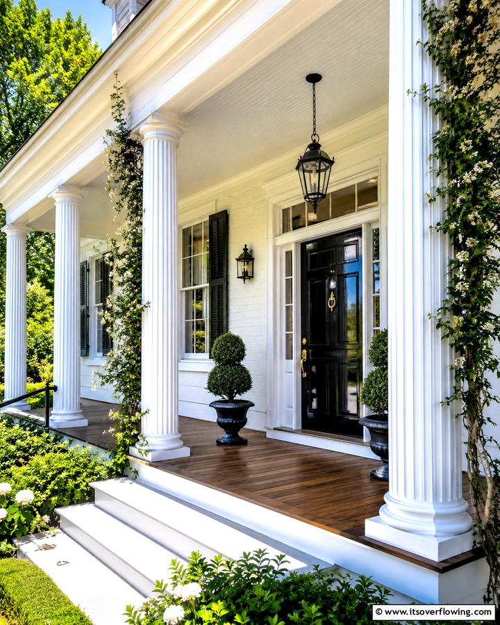 Classic White Columns - 25 Colonial Front Porch Ideas for Timeless Charm