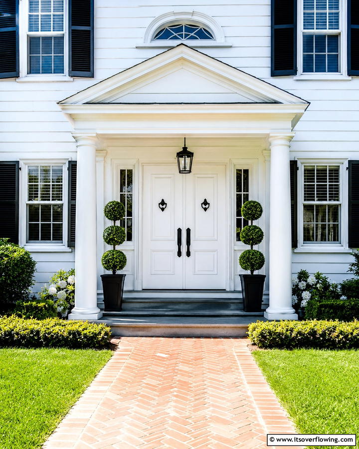 Classic White Elegance - 25 Double Front Door Ideas for a Grand Entrance