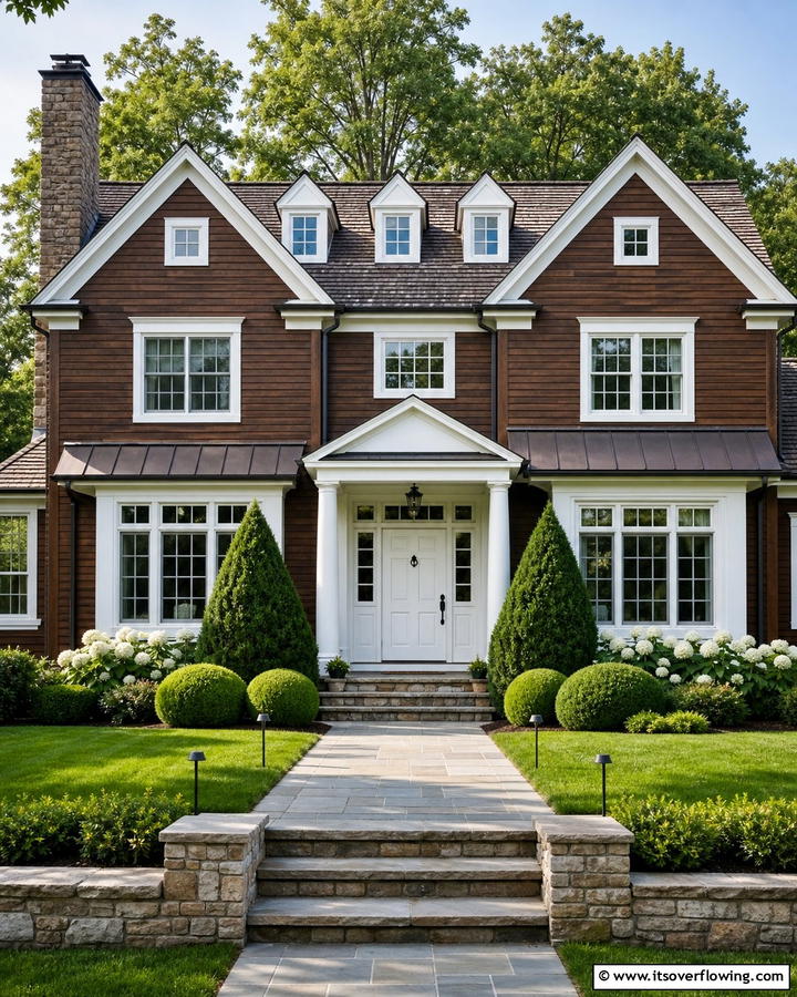 Classic White Front Door - 20 Brown House Front Door Colors for a Warm Welcome