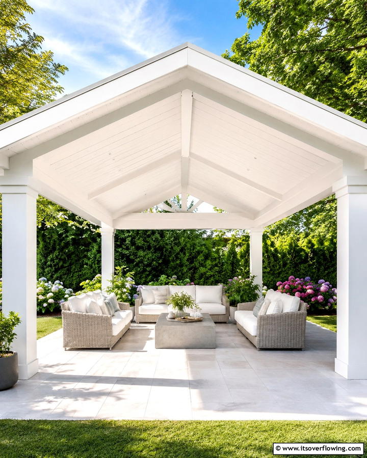 Classic White Gable Patio Roof - 25 Gable Patio Roof Design Ideas for a Stylish Outdoor Space