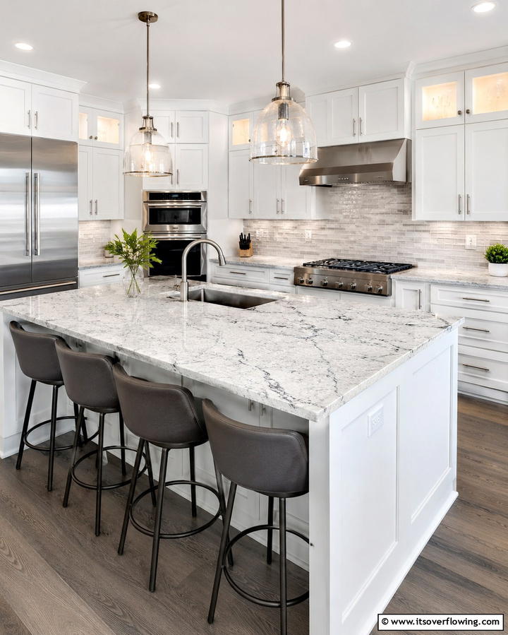 Classic White Granite Countertops - 25 Granite Kitchen Countertop Ideas for Elegant Kitchens