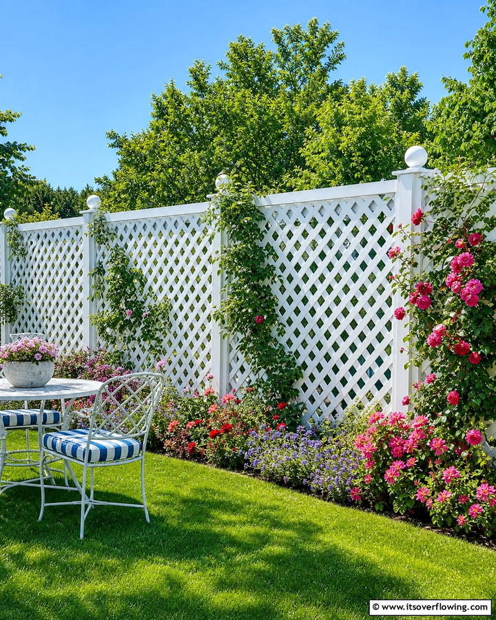 Classic White Lattice Fence - 20 Lattice Fence Ideas for a Stylish and Functional Garden