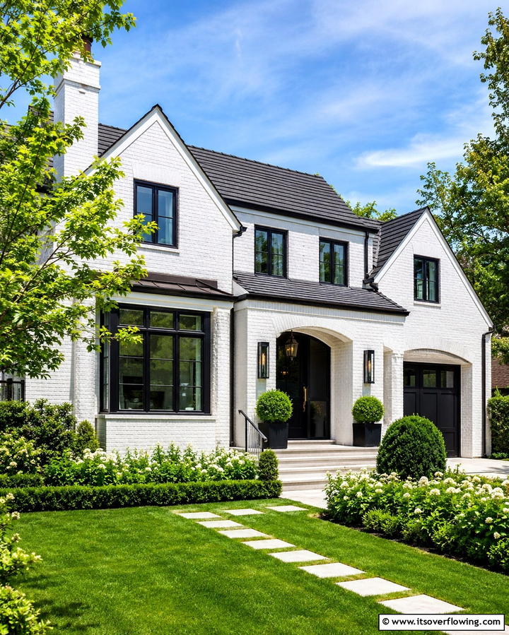 Classic White Painted Brick - 25 Painted Brick Houses Ideas for a Fresh Look